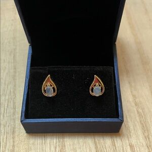 Gold and Opal Teardrop Earrings